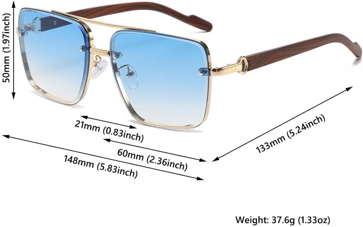 

Винтажные солнцезащитные очки большого размера, модные для мужчин и женщин, стильные и популярные, с защитой от УФ-излучения UV400 TKKTLLT, Gradient Blue