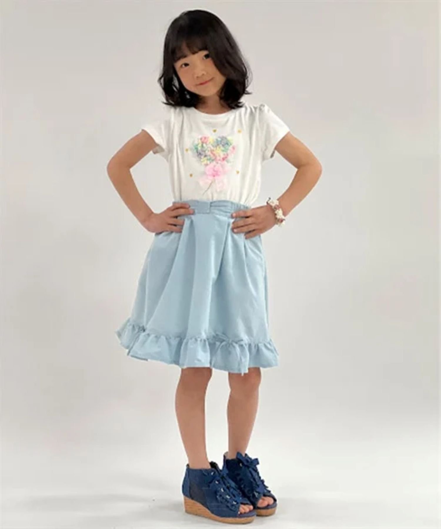 Джинсовая юбка с подтяжками и лямками Axes femme kids, Bleach — фото 3