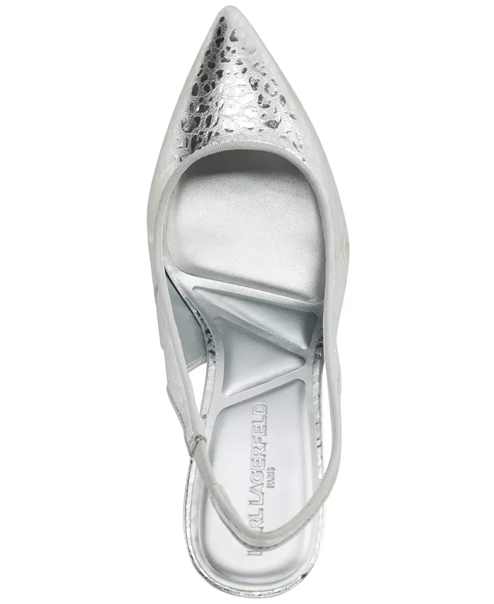 Женские туфли-лодочки Rosalyn Slingback KARL LAGERFELD PARIS, серебряный — фото 4