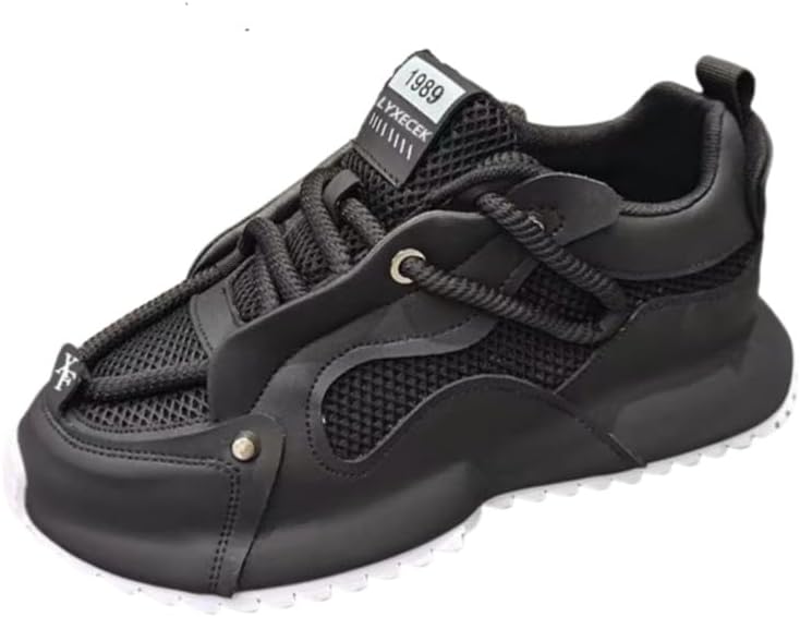 

Мужские спортивные кроссовки большого размера с толстой подошвой - повседневная обувь из сетчатой ткани с внутренним увеличением роста для комфорта и стиля Fusecottc, черный