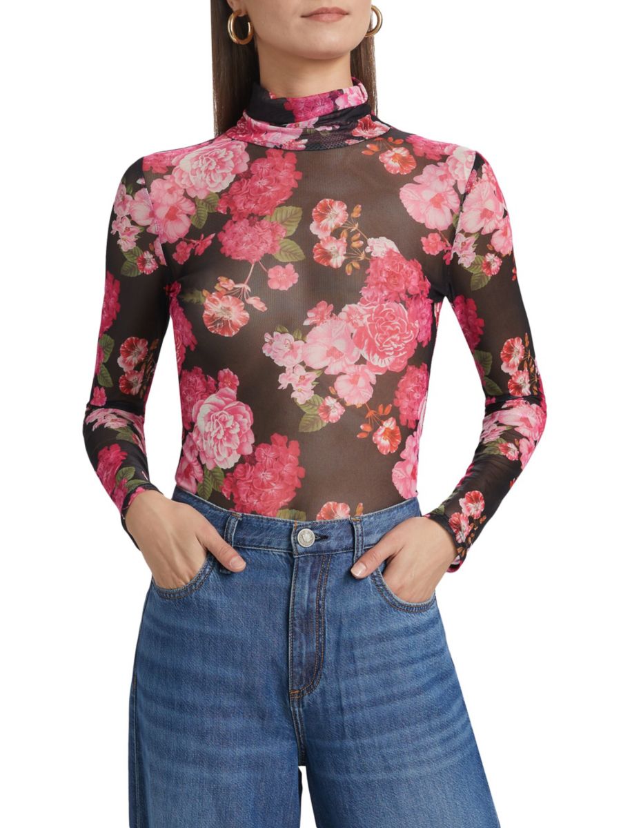

Водолазка с цветочным принтом и сеткой Tyla Generation Love, цвет Black Floral Fantasy