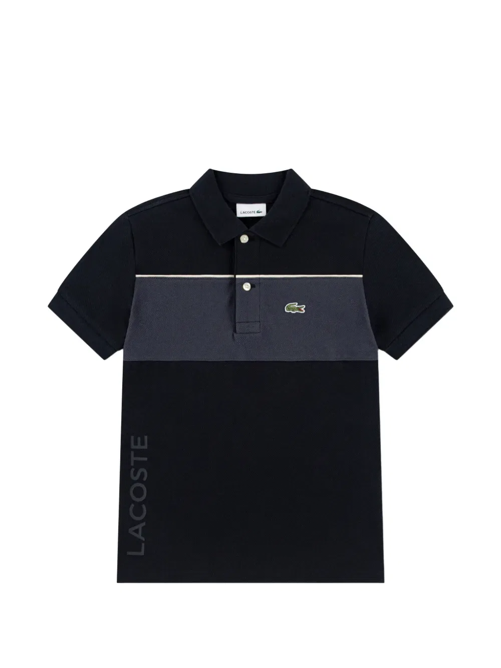 Поло-рубашка в полоску из пике Lacoste Kids, черный