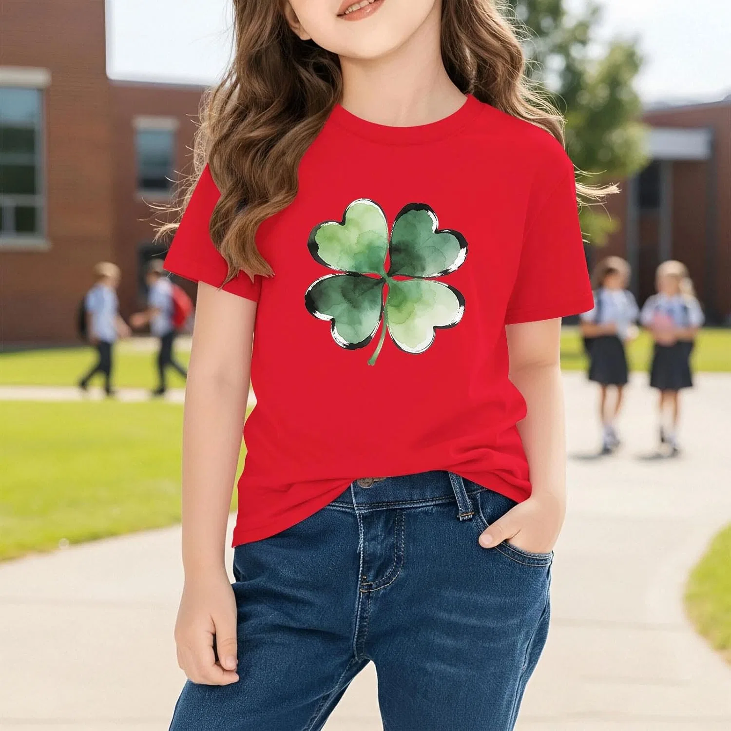 Футболка с принтом Shamrock, Zzalalana, Red — фото 2