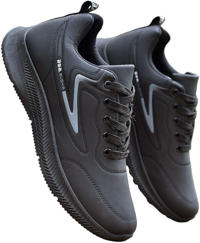 

Мужские кожаные водонепроницаемые и нескользящие спортивные кроссовки- удобные, дышащие, легкие, спортивные и повседневные, подходящие для всех четырех сезонов Clolinde, черный