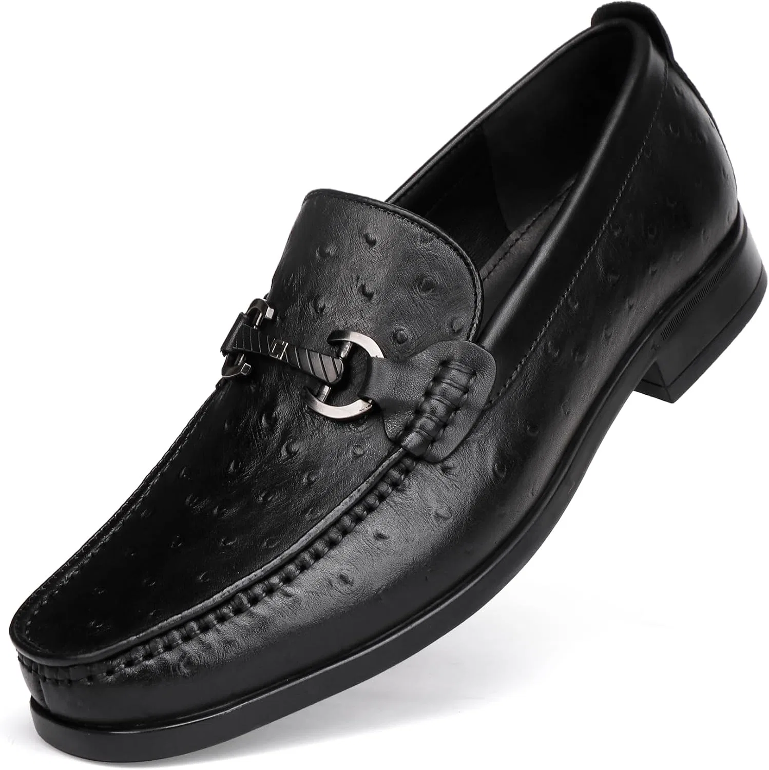 Лоферы из натуральной кожи, с узором под страуса, Black Mokolife