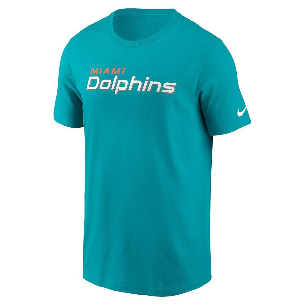 Мужская футболка Nike Aqua Miami Dolphins Primetime Wordmark Essential, цвет Dol Turq A — фото 2