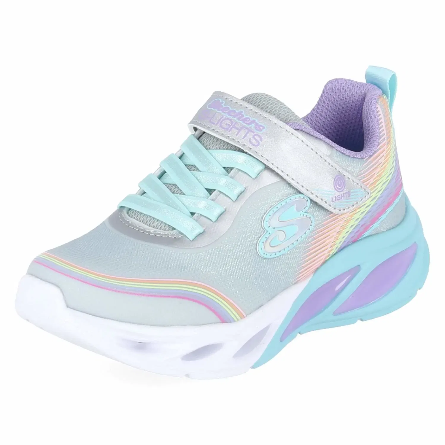 Сникерсы с подсветкой Skechers, серебристый/платиновый — фото 2