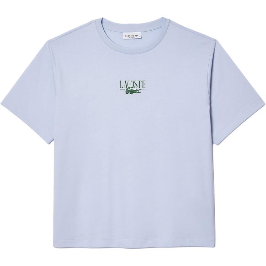

Хлопковая футболка с принтом логотипа LACOSTE, светло-голубой