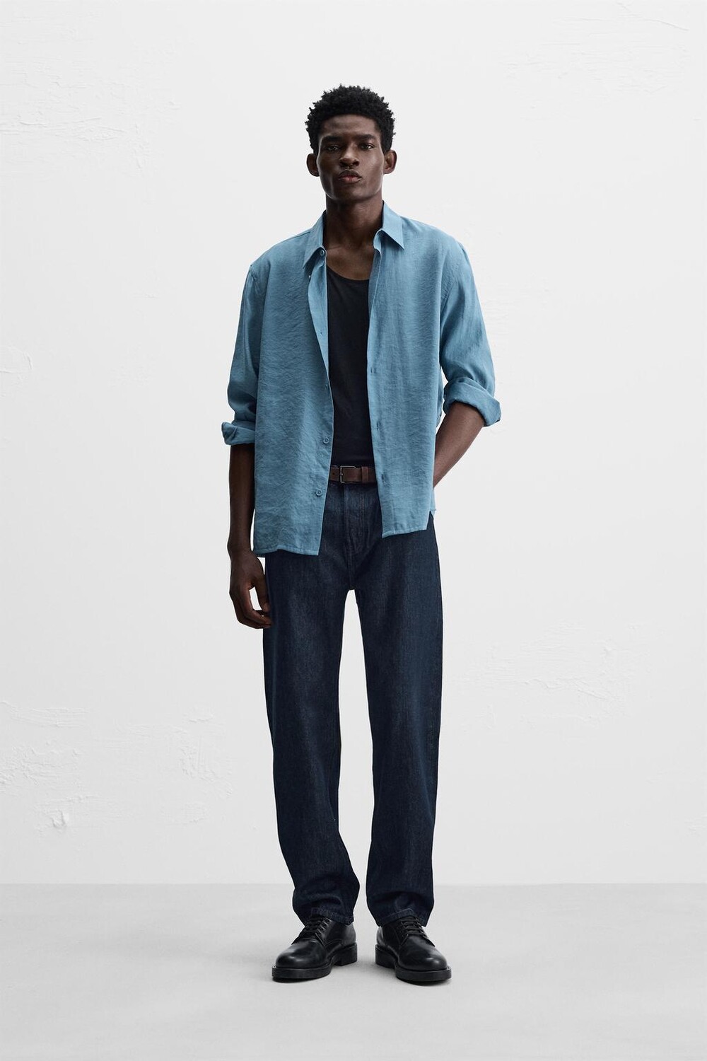 

Рубашка с боковыми пуговицами ZARA, синий