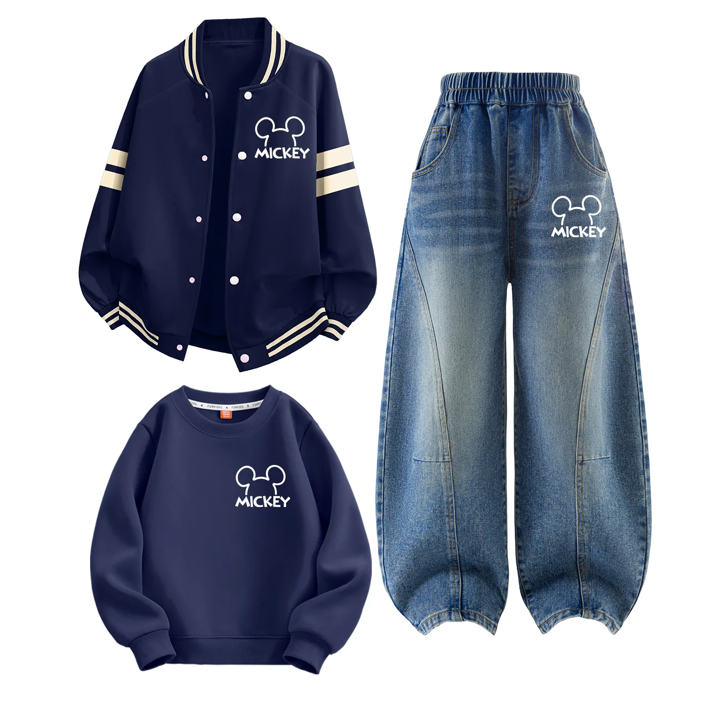 Детская повседневная спортивная футболка с круглым вырезом Disney, Di Line K Navy Blue+Di Line K Denim Blue+Di Line K Navy Blue