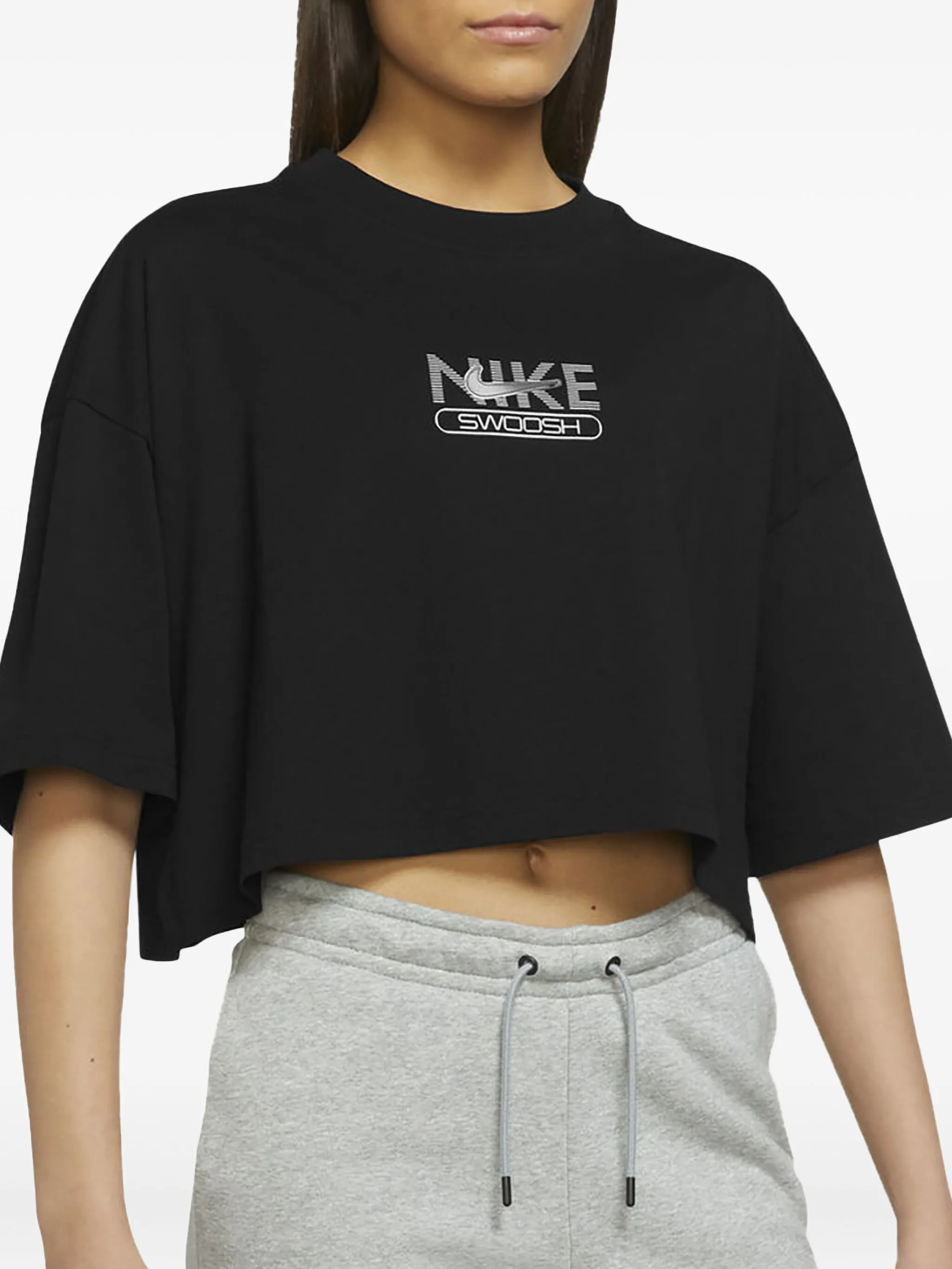 Укороченный топ Swoosh Nike, черный