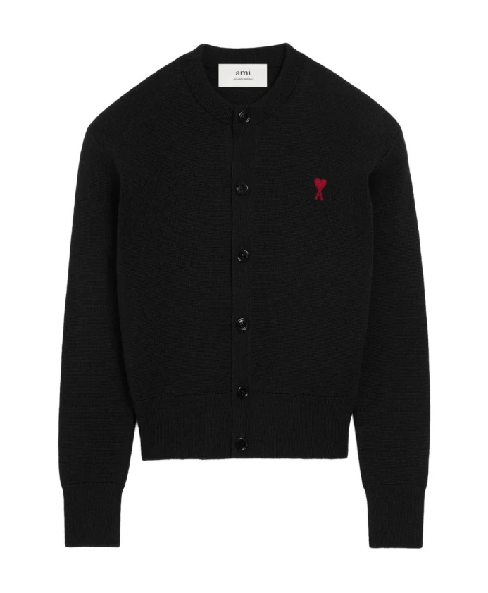 

Черный шерстяной вязаный свитер с вышивкой Ami Paris, черный