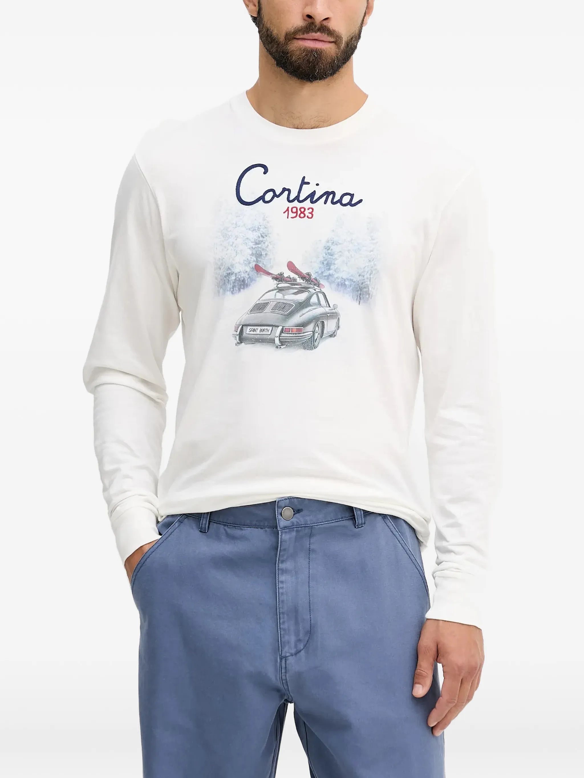 

Футболка с графическим рисунком с длинными рукавами Mc2 Saint Barth, белый