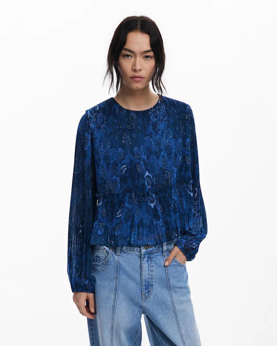 

Женская блуза плиссированная с длинным рукавом Desigual, синий