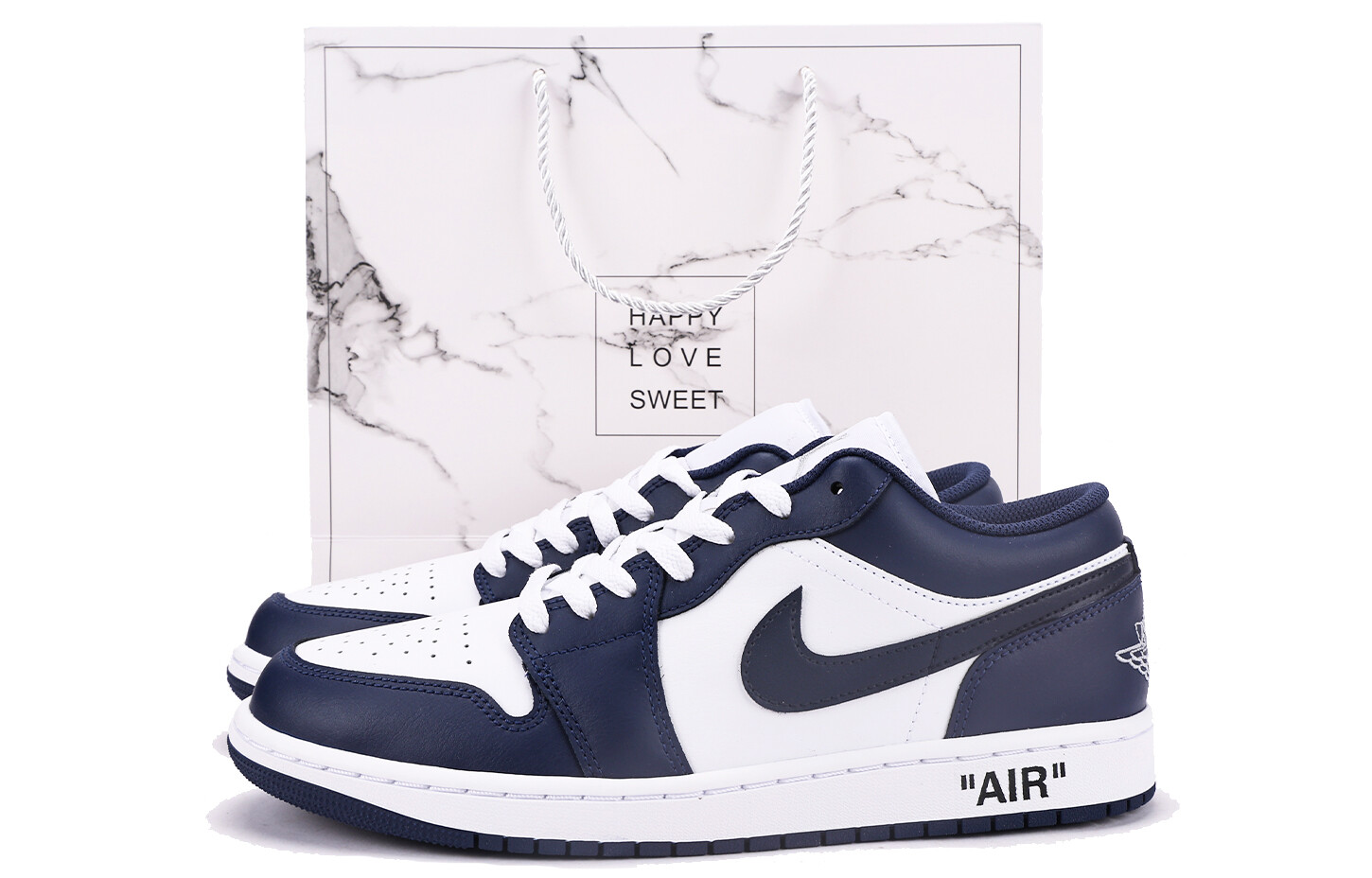 

Кроссовки Air Jordan 1 Vintage Basketball Shoes Women's Low-top White, синий
