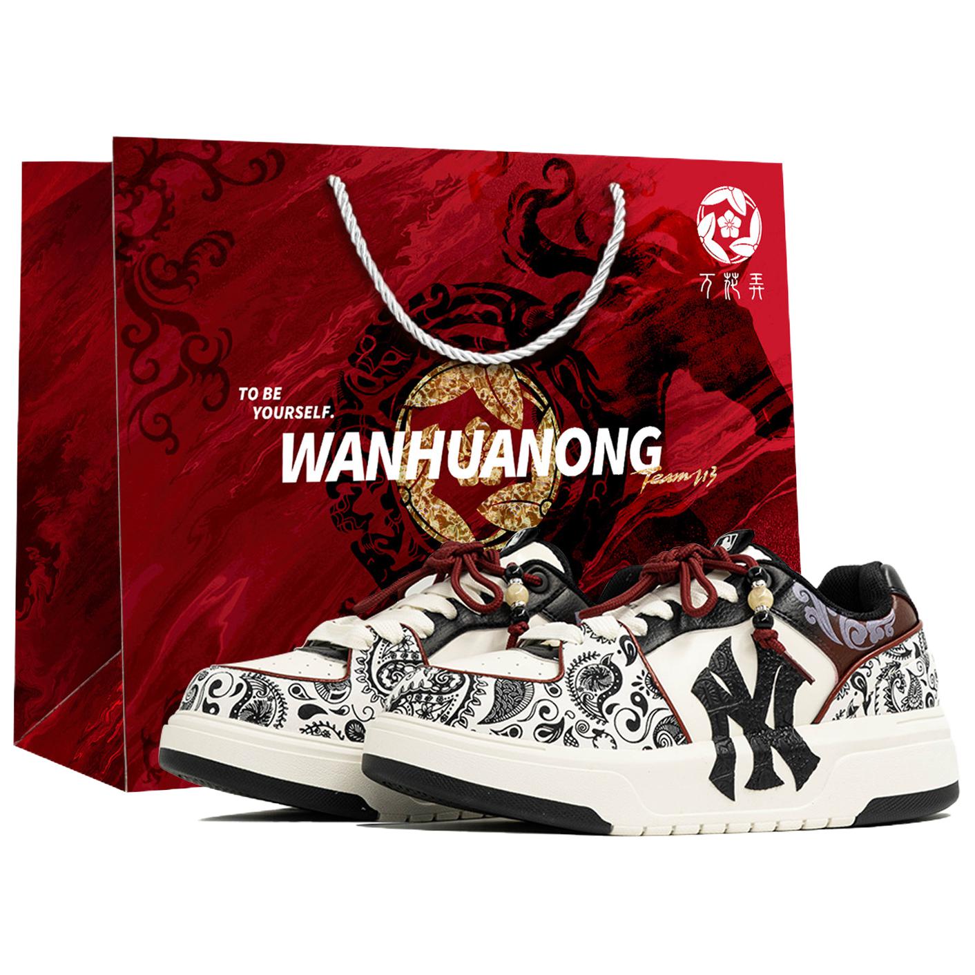 

MLB Массивные кеды для скейтбординга Wan Hua Nong, Yan, износостойкие, унисекс, красные и белый