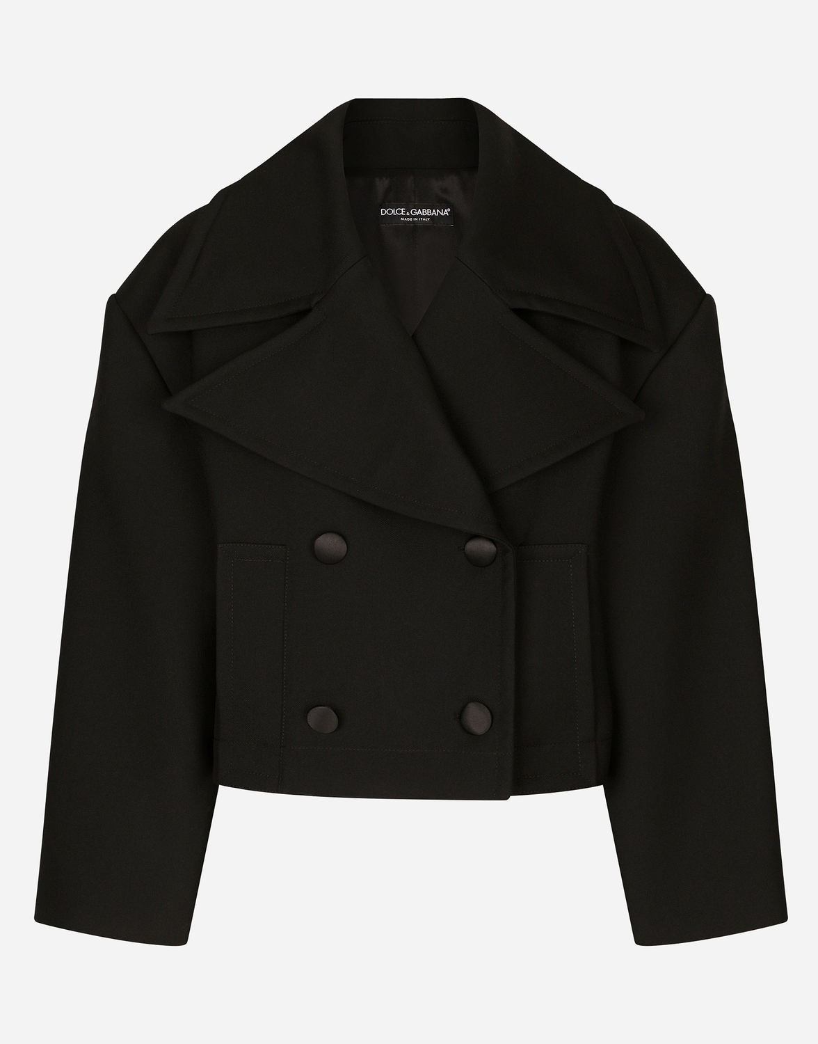 Короткая oversize куртка из шерстяного габардина Dolce & Gabbana, черный