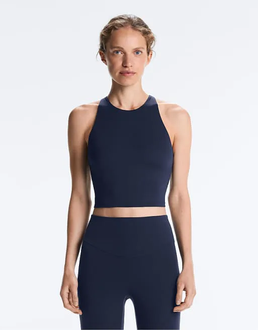 

Темно-синяя майка с ремешками и чашками OYSHO Comfortlux