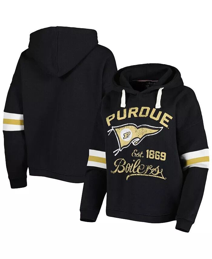 

Женский черный пуловер с капюшоном Purdue Boilermakers Super Pennant Pressbox