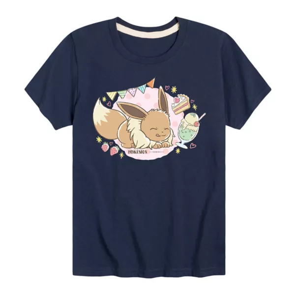 

Футболка для мальчиков 8-20 лет с принтом Eevee из Pokémon Cafe Licensed Character, синий