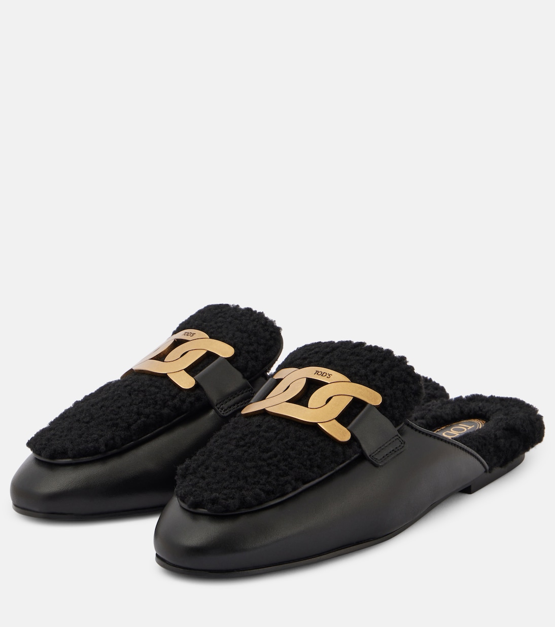 Мюли Catena Kate из овчины и кожи Tod's, Nero — фото 4