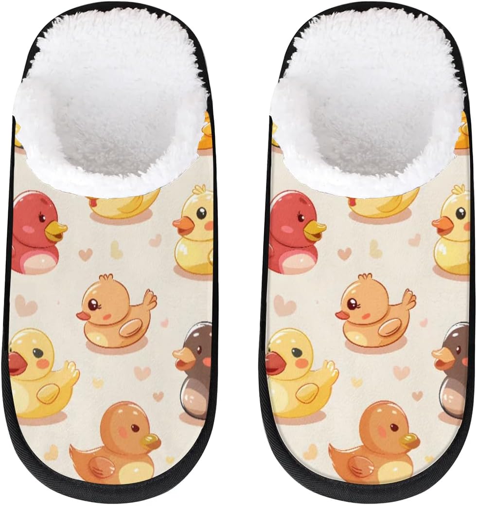 

Тапочки Gublec для женщин и мужчин, уютные с нескользящей подошвой, для дома, теплые плюшевые тапочки для дома, спальни и путешествий, Cute Duck Print