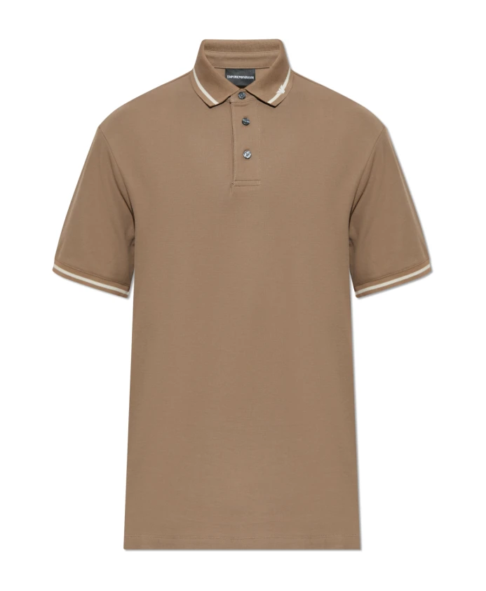 

Поло с логотипом Emporio Armani, коричневый
