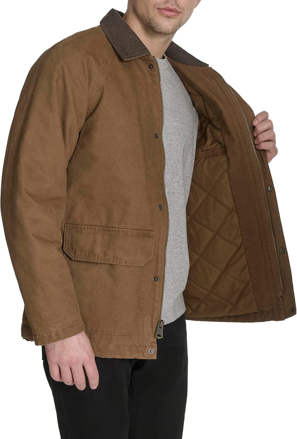 Мужская хлопковая куртка Levi's Barn с вельветовым воротником, Brown Canvas — фото 3