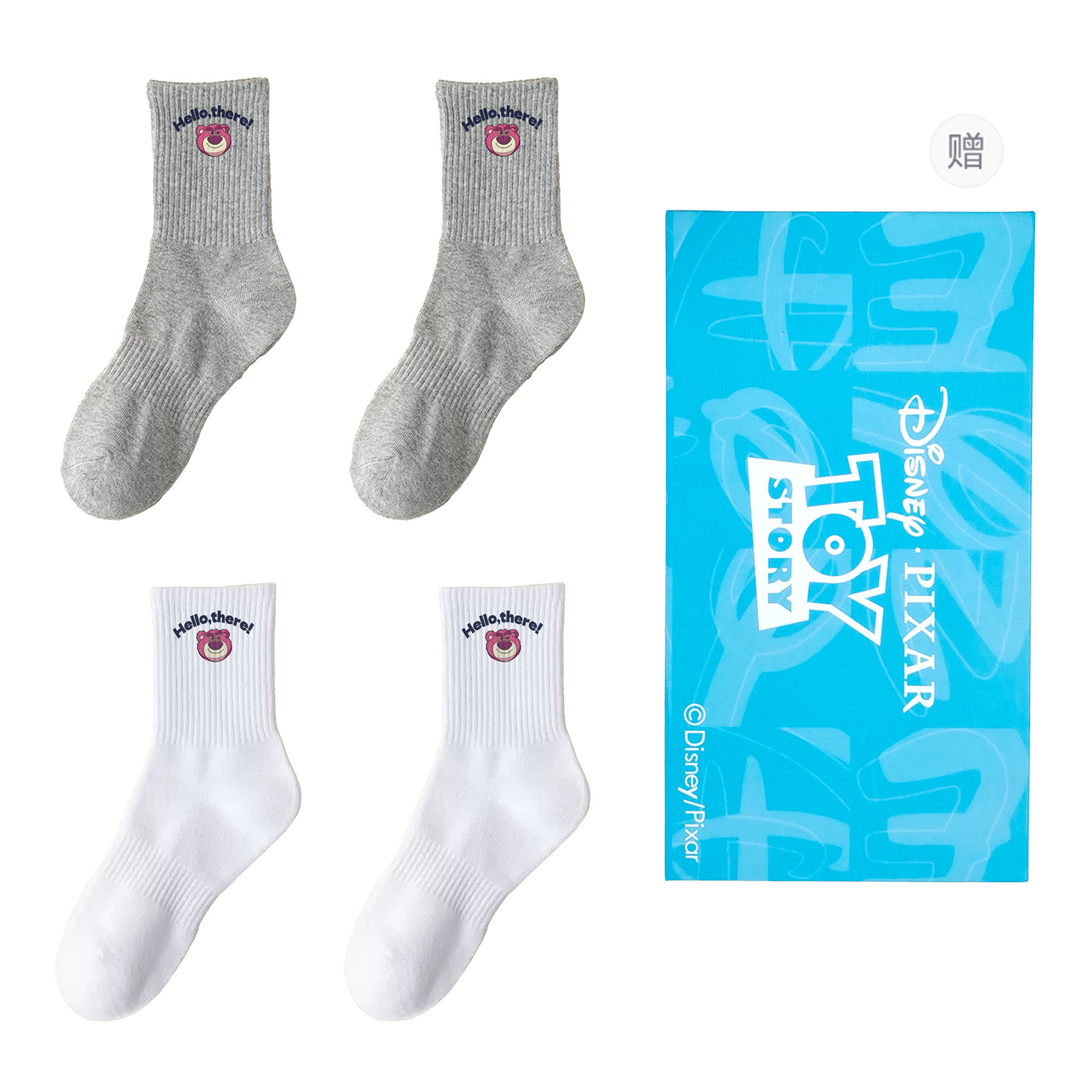 

Носочки до колена унисекс шоппер 4 шт Disney, белый/серый