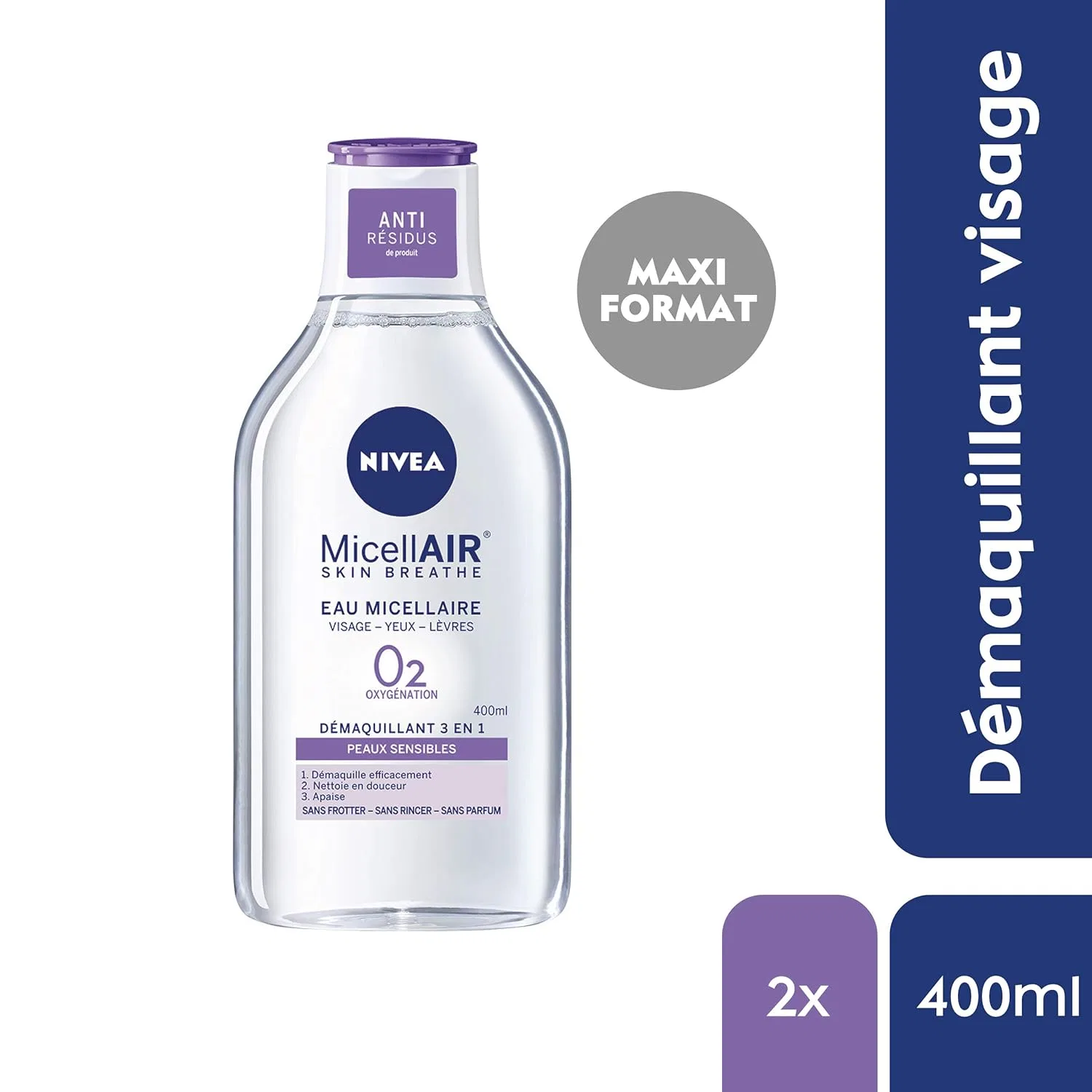 Мицеллярная вода NIVEA MicellAIR SKIN BREATHE для чувствительной кожи, 2 x 400 мл ‎Nivea — фото 2