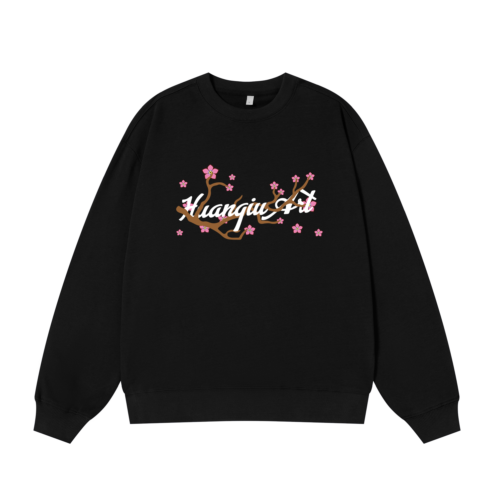 

Свитшот с круглым вырезом Unisex HUANQIU, черный (fleece-lined)