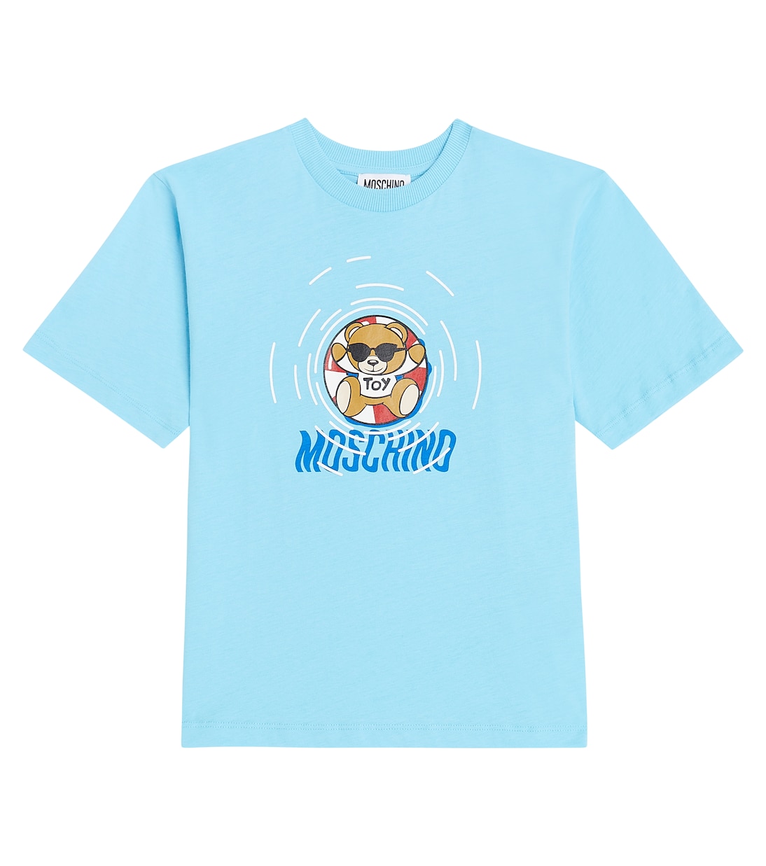 

Футболка из хлопкового джерси с плюшевым мишкой Moschino Kids, Crystal Blue