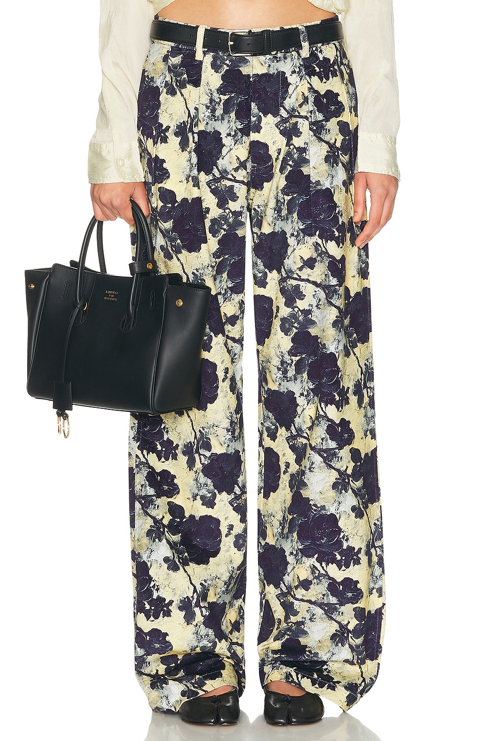 

Брюки с двойной складкой R13, Black & Cream Floral