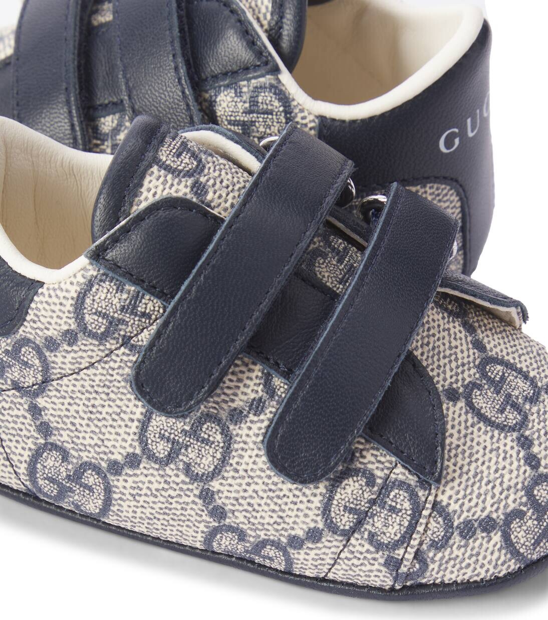 Пинетки Baby Ace GG Canvas Gucci Kids, цвет beige-blu.rb/blu/blu — фото 4
