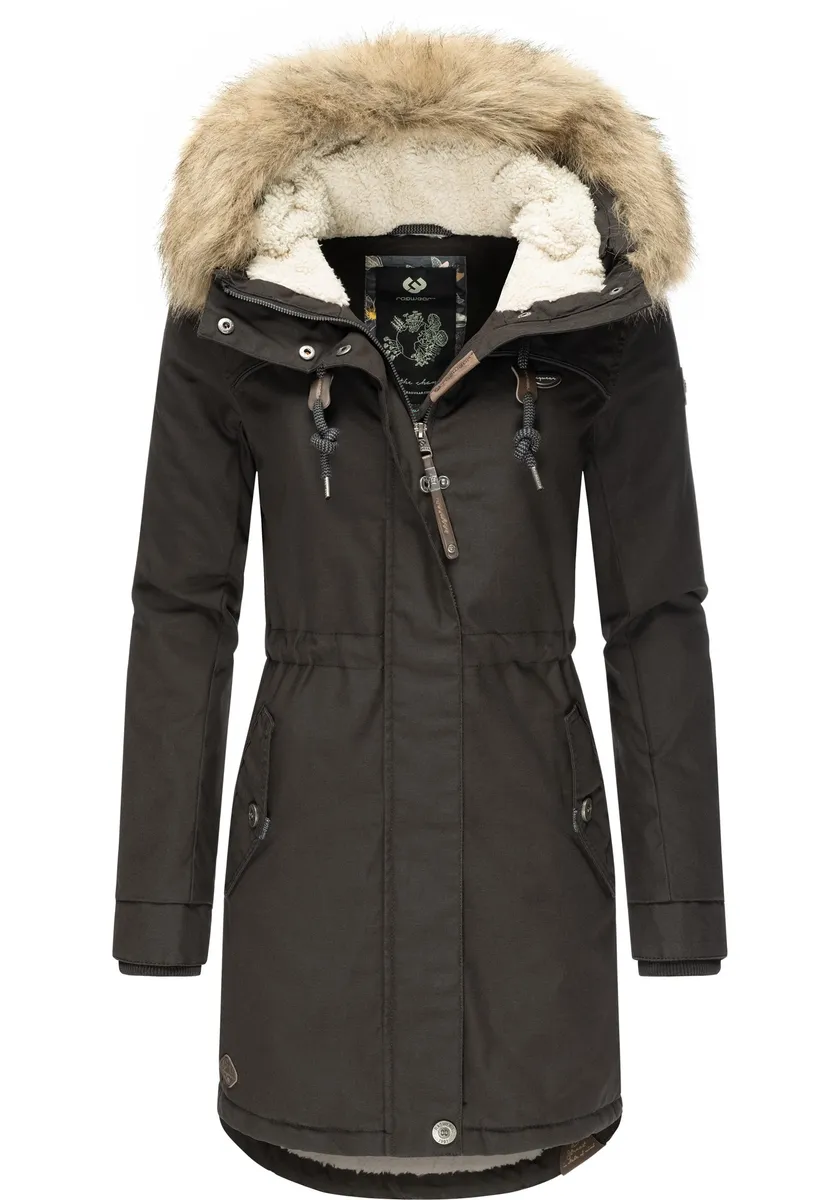 

Зимняя куртка Ragwear "Tawny" с капюшоном, стильная зимняя парка с большим капюшоном и воротником из искусственного меха, цвет Nero