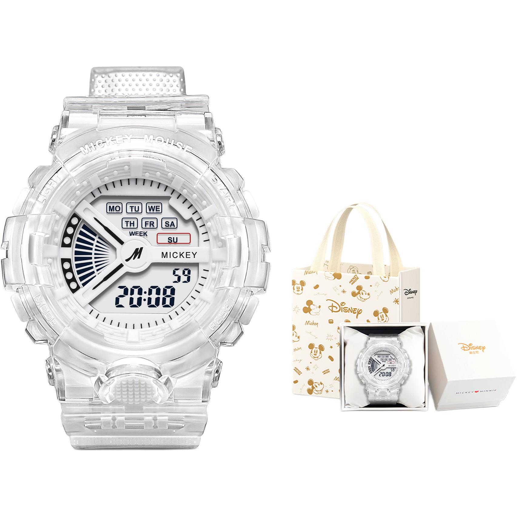 

Disney Часы Mickey Series Electronic Movement TPU Strap Watch Women's Watch White Dial, Clear White[Brand White Box+Shopping Bag Included]