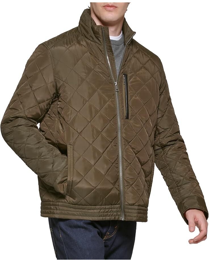 

Куртка Cole Haan Quilted Jacket With Faux Sherpa Lining, оливковый