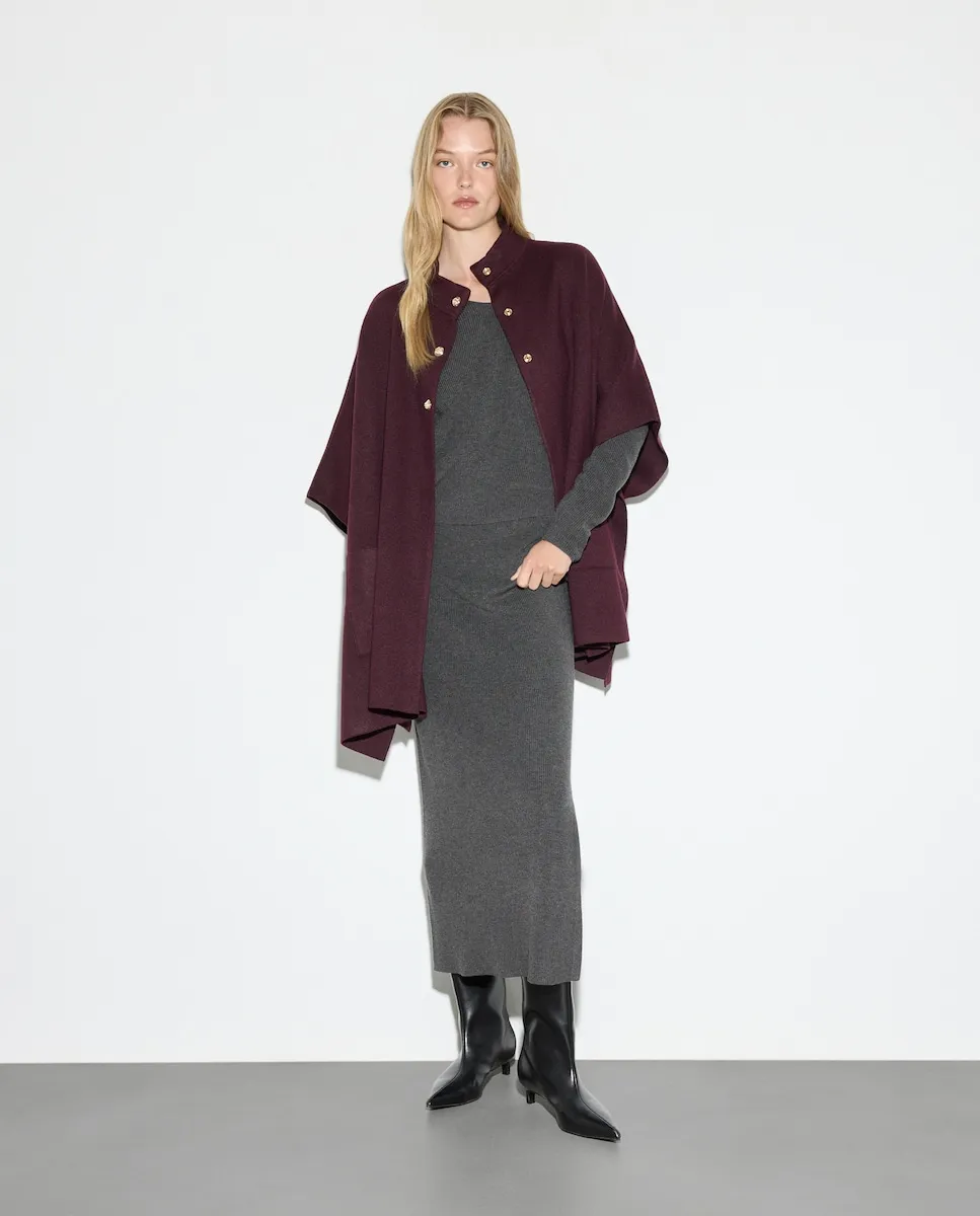 

Женский однотонный шерстяной свитер Woman El Corte Inglés, баклажановый