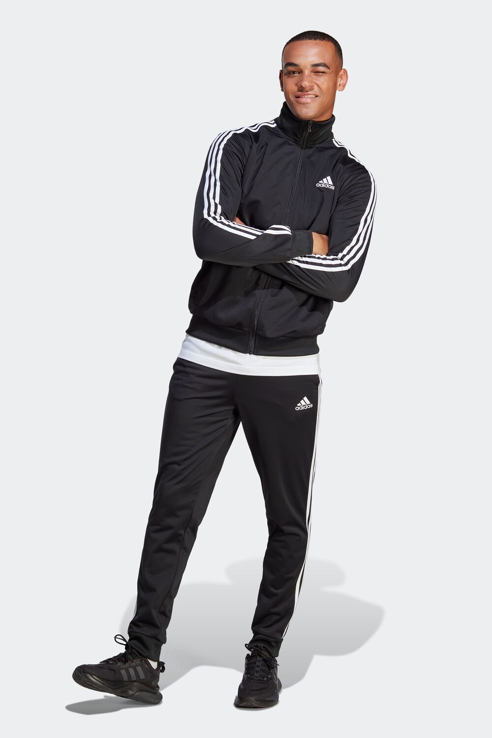 

Спортивная одежда Базовый спортивный костюм из трикотажа с 3 полосками adidas, черный