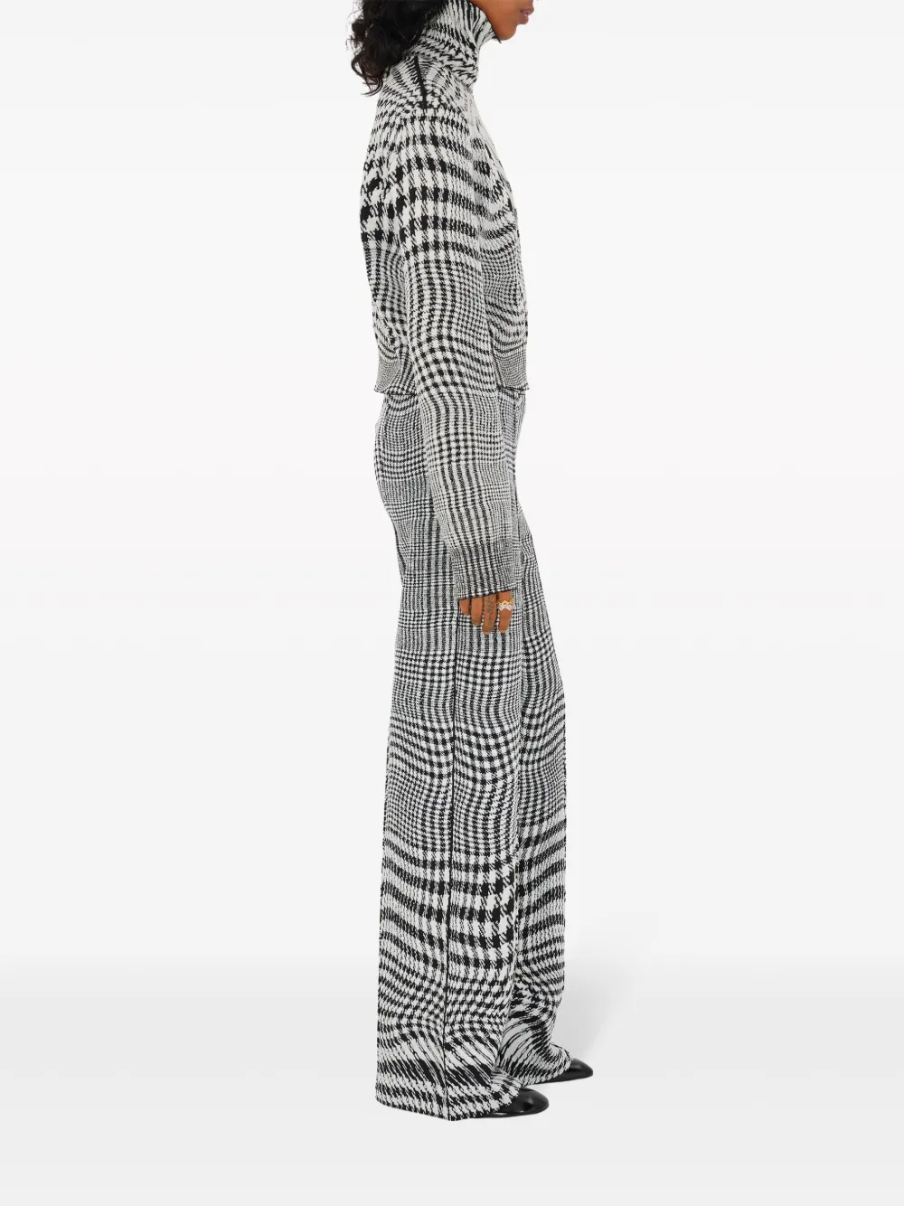Брюки жаккардовые BURBERRY, клетка, черный — фото 3
