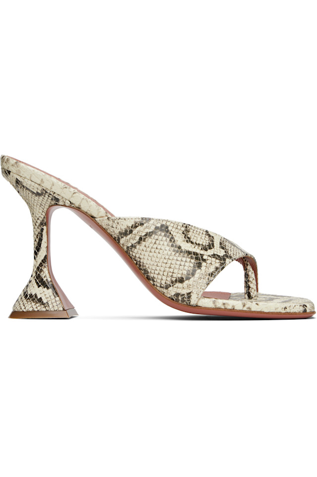 Шиона босоножки на каблуке Amina Muaddi, цвет print snake natural