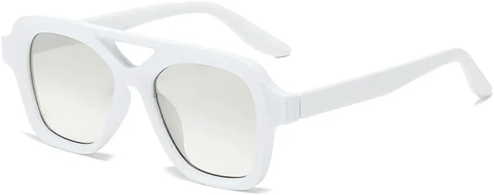 

Солнцезащитные очки с двойной перемычкой для женщин, модные градиентные очки с защитой от УФ-излучения UV400 для мужчин, желто-синие UUPTTPL, White Light Gray