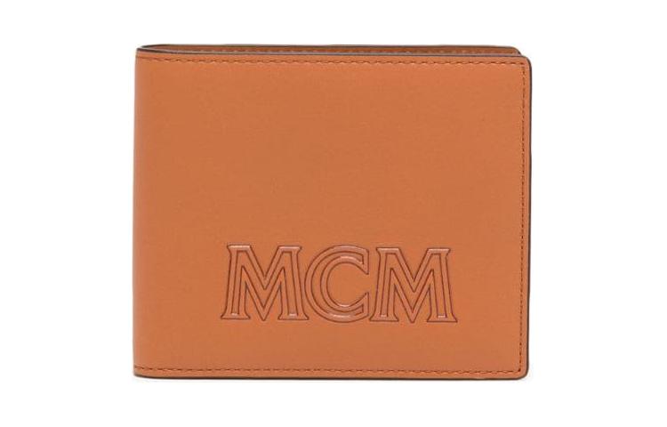 

Кошелек из телячьей кожи Aren малого размера мужской коньячный MCM
