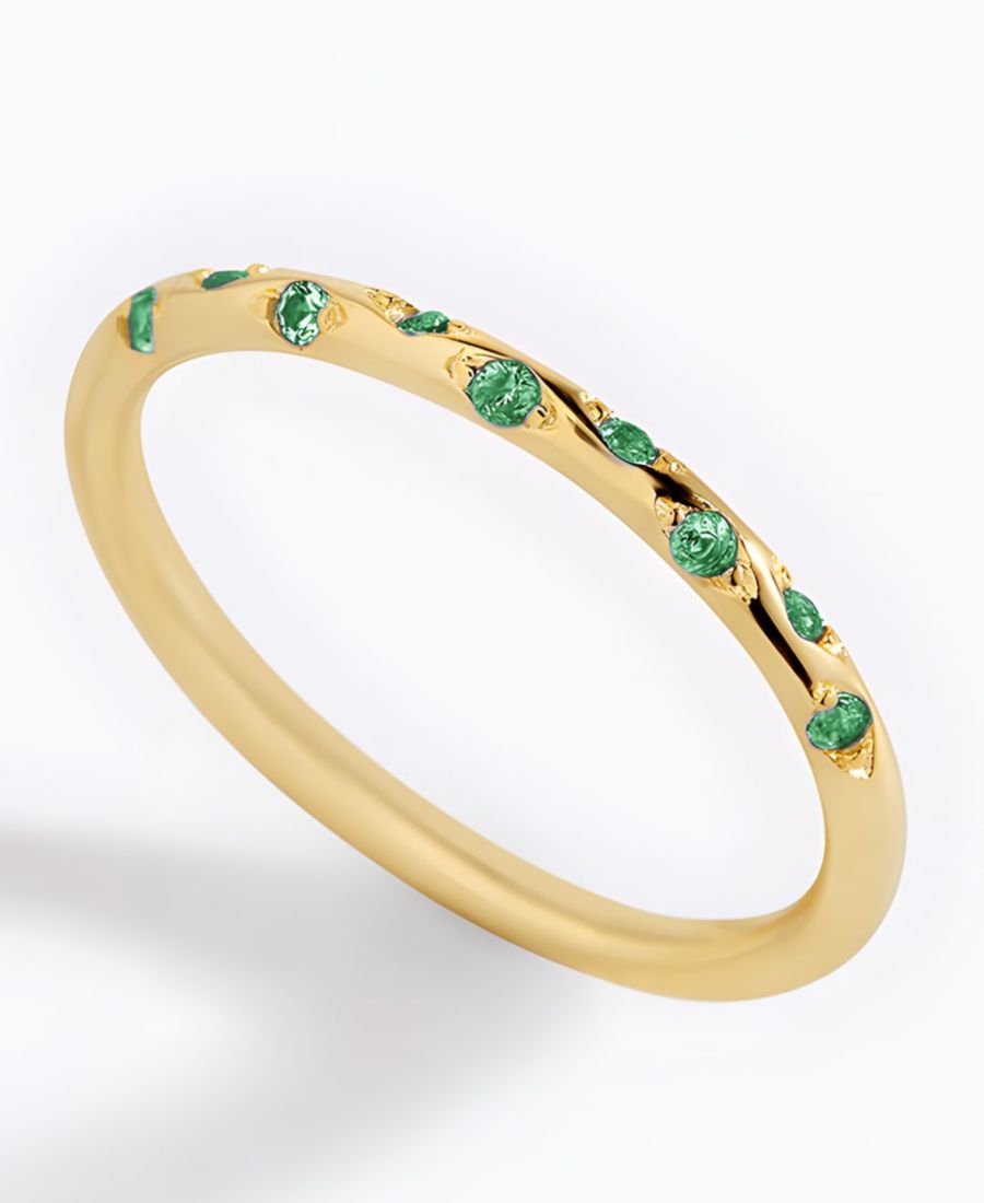 

Изящное кольцо с камнем-символом созвездия из позолоченного серебра 925 пробы Mint & Lily, May emerald