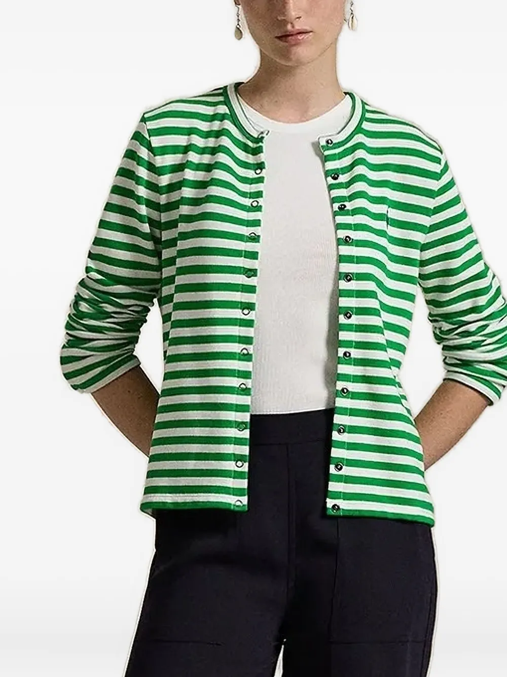

Кардиган в полоску на пуговицах Polo Ralph Lauren, зеленый