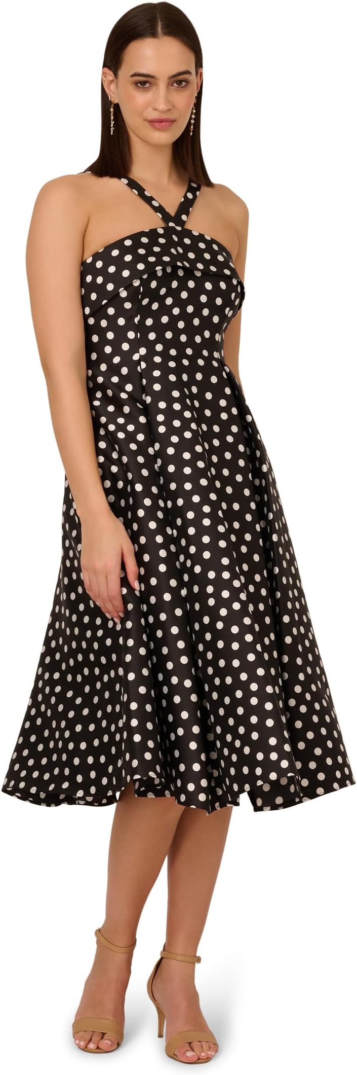 

Платье Adrianna Papell Polkadot Fit-and-Flare, Black/Ivory
