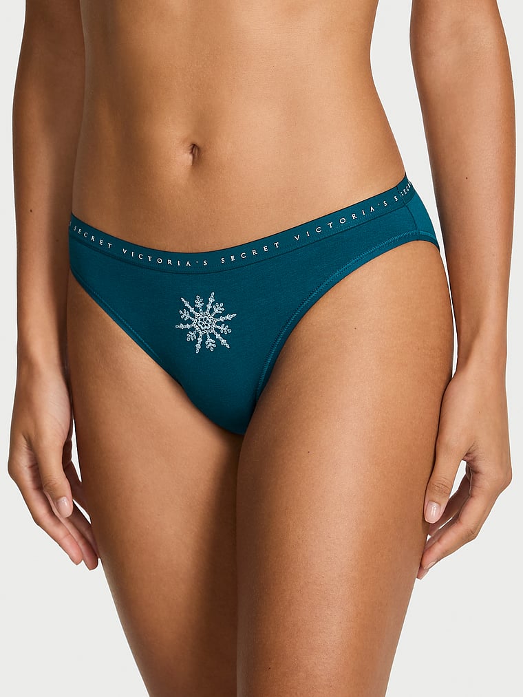 

Трусики-Бикини из эластичного хлопка Victoria'S Secret, smooth teal snowflake