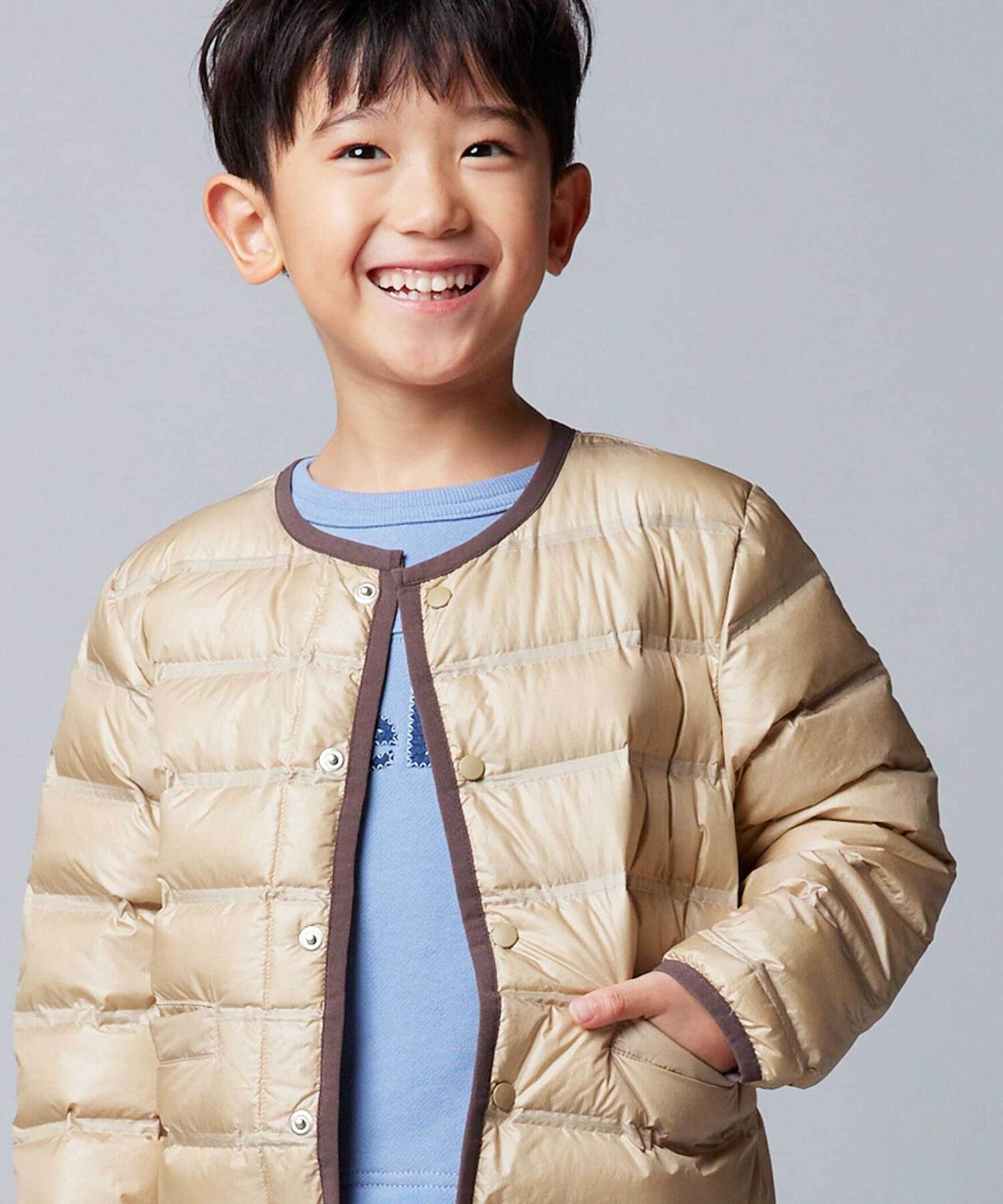 Пуховая куртка из легкой тафты с окантовкой (90–160 см) Bebe, beige — фото 3