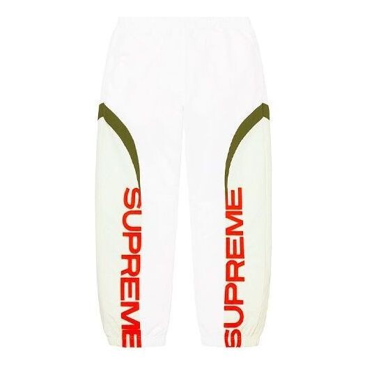 

Брюки curve track pants 'white red olive green' Supreme, белый