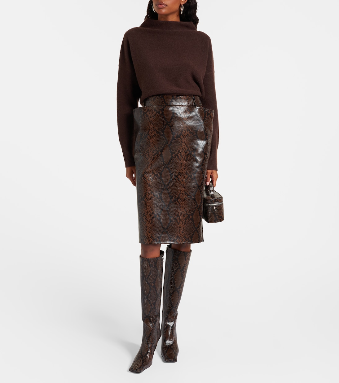 Сапоги Eve с эффектом змеиной кожи Stella McCartney, кофе — фото 3